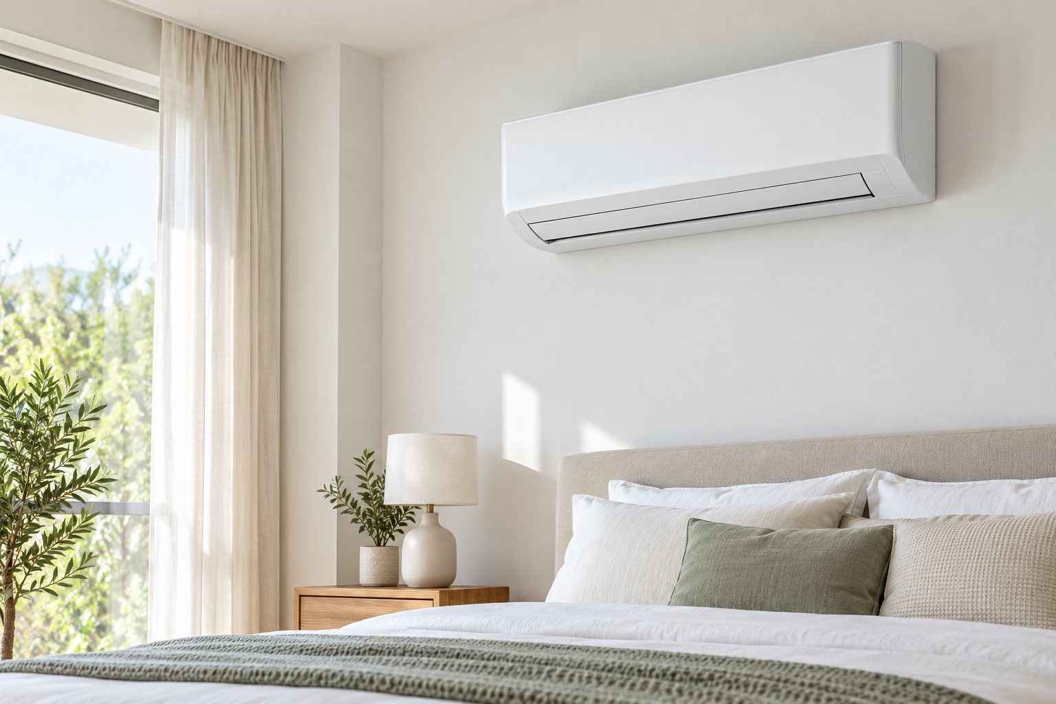Unité intérieure murale de climatisation réversible dans une chambre
